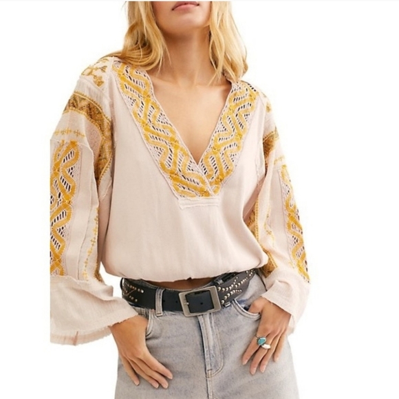 Free People Cross Country Top Blouson Crop Top Small - Picture 1 of 11